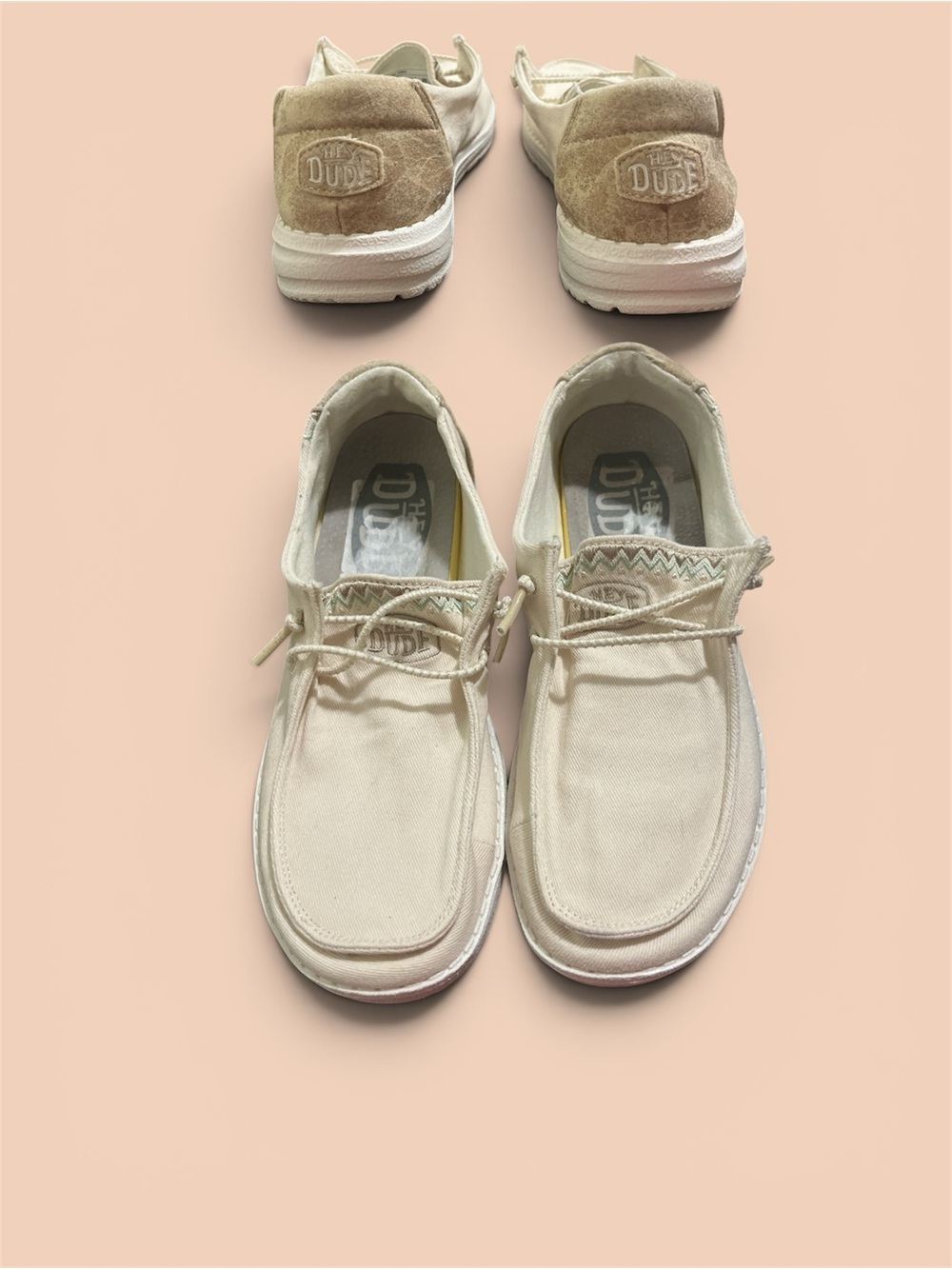 Hey Dude Cream Canvas Lace-Up Casual Shoes